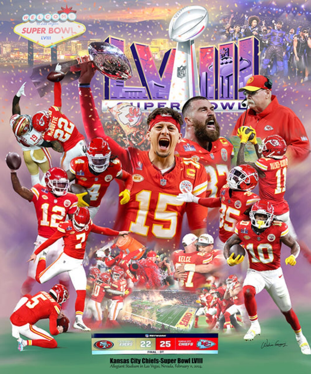 Framed Art Kansas City Chiefs: Super Bowl LVII by Wishum Gregory 24 x20
